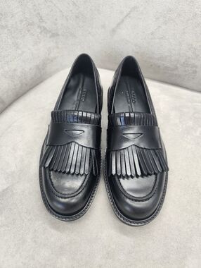 Ecco Loafers Women's 6.5 Black Leather Metropole Oslo Kiltie Lug Sole New $185